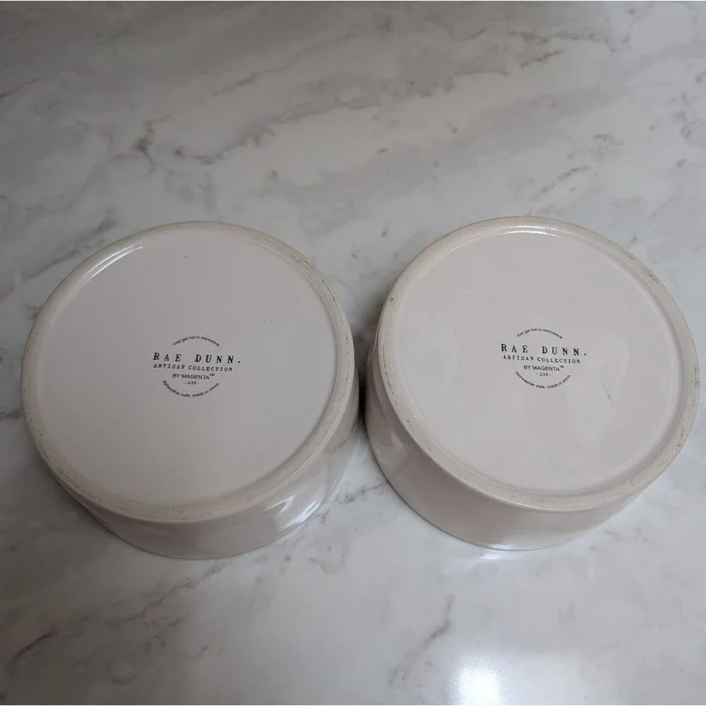 Rae Dunn Woof & Bark Dog Bowls Dishes Magenta Farmhouse